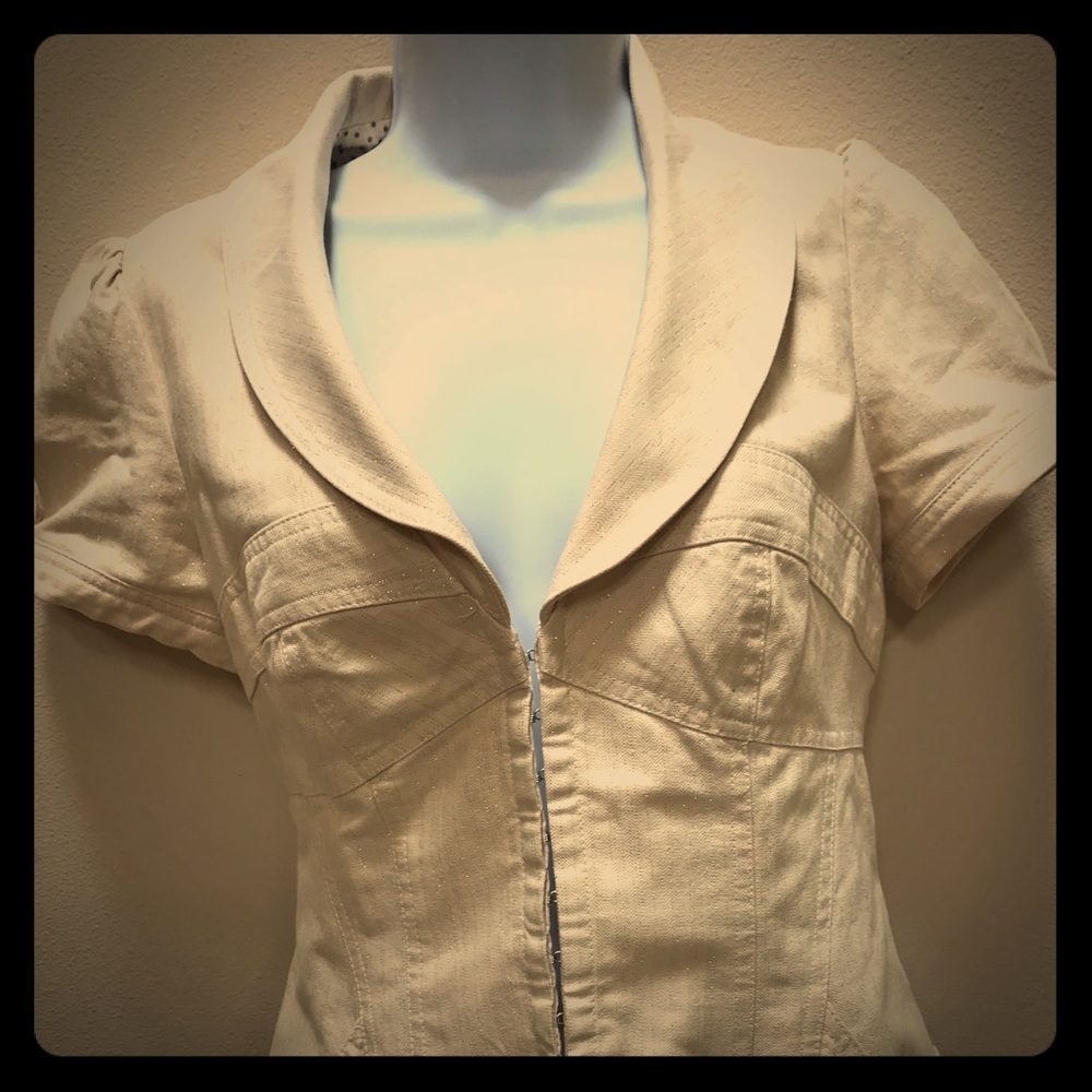 Nanette Lapore cream & gold herringbone top *sexy*